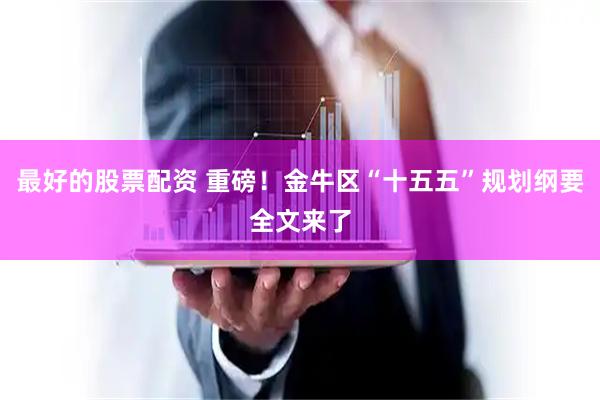 最好的股票配资 重磅！金牛区“十五五”规划纲要全文来了